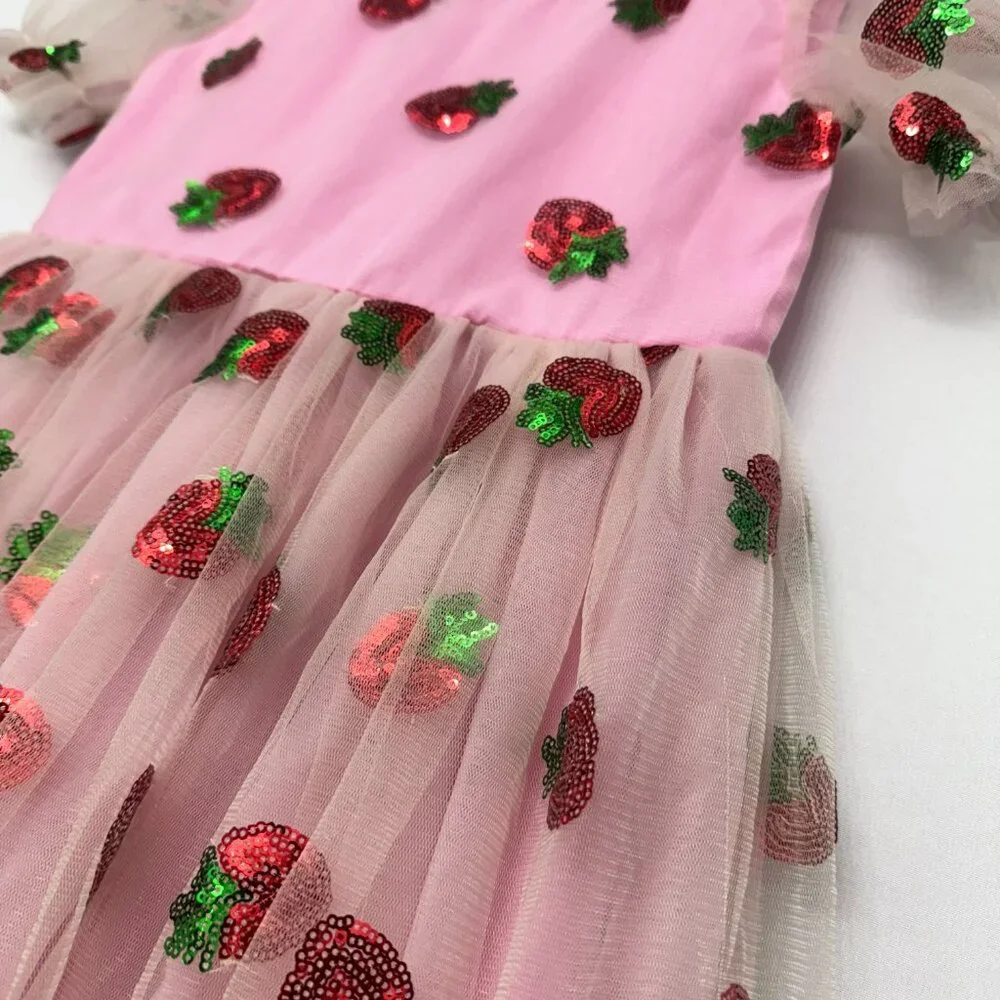 Lola + The Boys Strawberry Sequin Tulle Dress Size 8 - Picture 4 of 11